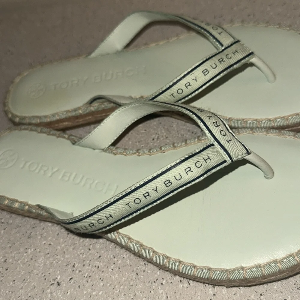 Tory Burch Espadrille Sandals Meadow Mist/Perfect‎ Navy Size 7.5